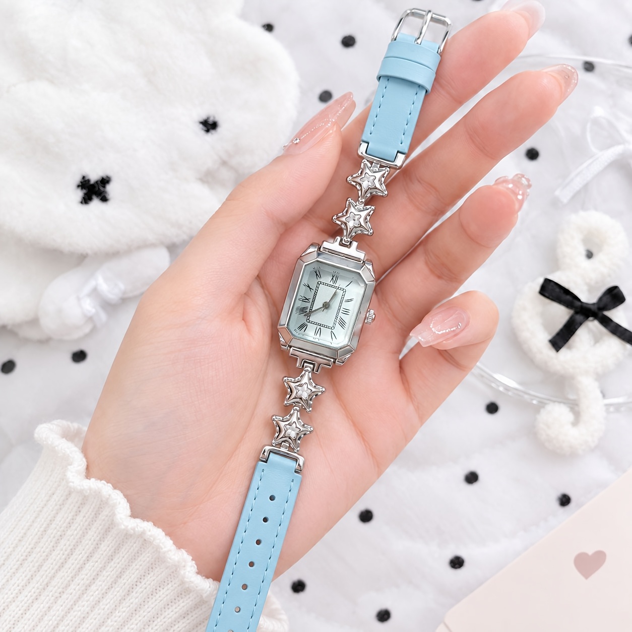 2pc Women's Elegant Square Watch & Versatile Jewelry Set